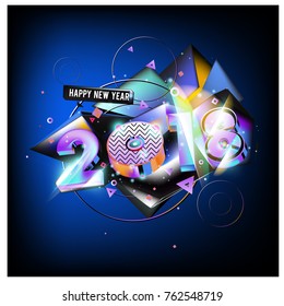 
Happy New Year 2018 colorful 3d background