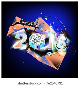 
Happy New Year 2018 colorful 3d background
