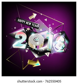 Happy New Year 2018 colorful 3d background