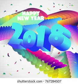 Happy New Year 2018. Colourful design. Poster design.