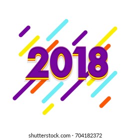 Happy New Year 2018 concept with colorful text. 