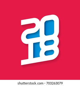 Happy New Year 2018. Cover of business diary for 2018. Vector brochure design template. Vector greeting card