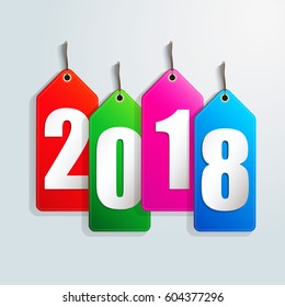 Happy new year 2018 creative greeting card design / Year 2018 vector design element.