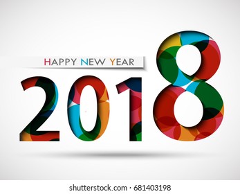 Happy new year 2018 creative and colorful design vector illustration for greeting card and abstract background...