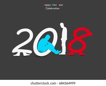 Happy new year 2018 creative and colorful design vector illustration for greeting card and abstract background...