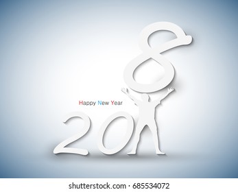 Happy new year 2018 creative and colorful design vector illustration for greeting card and abstract background...