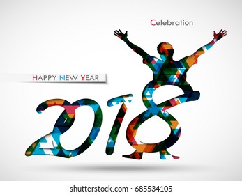 Happy new year 2018 creative and colorful design vector illustration for greeting card and abstract background...