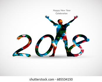 Happy new year 2018 creative and colorful design vector illustration for greeting card and abstract background...