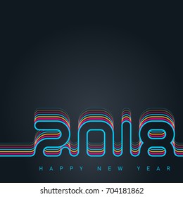 Happy new year 2018. Creative greeting card design template. Universal Vector background