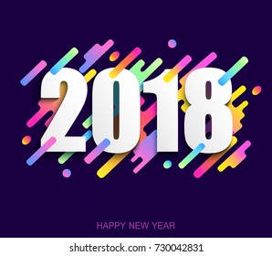 Happy new year 2018 creative design card on modern background. Vector illustration