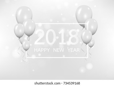 Happy new year 2018 with creative gray balloon concept on pastel pink background for copy space. minimal concept. Vector Illustration