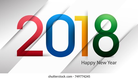 Happy New Year 2018 Creative Text. Vector Illustration eps.10