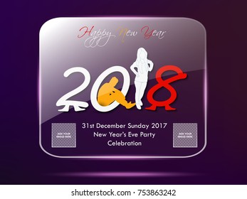 Happy new year 2018 creative and colorful design vector illustration for greeting card and abstract background glossy and shiny style eps10