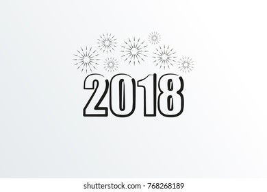 Happy New Year 2018 Creative Design with Firework in doodle style