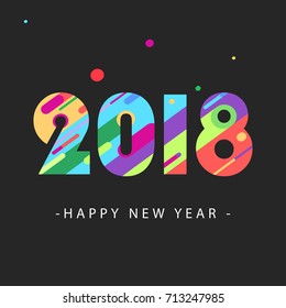 Happy new year 2018 design card. Modern colorful, creative number 