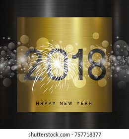 Happy new year 2018 design on metal background vector illustration