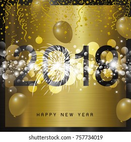 Happy new year 2018 design on metal background vector illustration