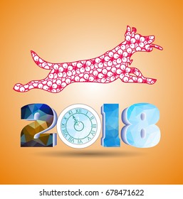 Happy  new year 2018 year of dog 