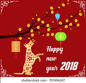 Happy  new year 2018 year of the dog. Chinese New Year . Lunar new year .