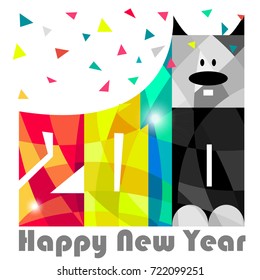 Happy New Year 2018. Year of dog. Greeting Card design. Vector eps 10