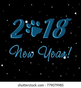 Happy New Year 2018 dog chines. Vector holiday card. New year background