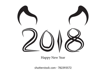 Happy New Year 2018 dog, Vector illustration