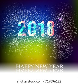 Happy new year 2018 with Firework background