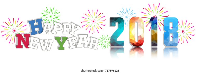 Happy new year 2018 with Firework background