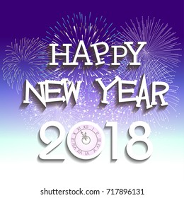 Happy new year 2018 with Firework background
