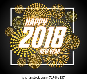 Happy new year 2018 with Firework background