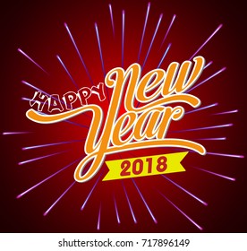 Happy new year 2018 with Firework background