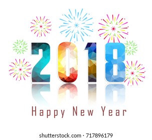 Happy new year 2018 with Firework background