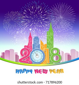 Happy new year 2018 with Firework background
