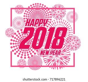 Happy new year 2018 with Firework background