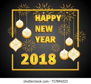 Happy new year 2018 with Firework background