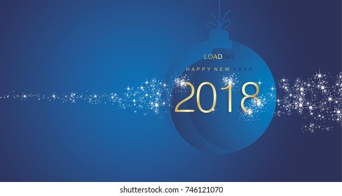 Happy New Year 2018 firework gold blue abstract ball landscape background