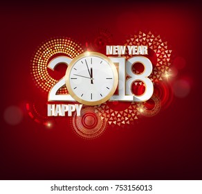 Happy new year 2018 with Firework background and merry christmas