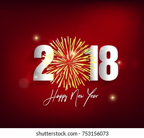 Happy new year 2018 with Firework background and merry christmas