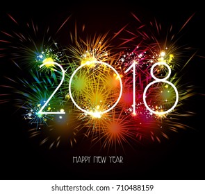 Happy New Year 2018 Fireworks colorful