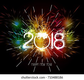 Happy New Year 2018 Fireworks colorful