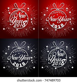 Happy New Year 2018 with fireworks background