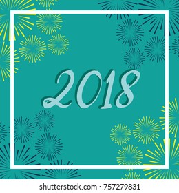 happy new year 2018 fireworks frame card invitation