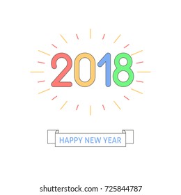 Happy new year 2018. Flat vector design.