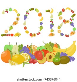 happy new year 2018 of fruit