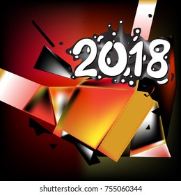 Happy New year 2018 with Geometric Background