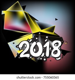 Happy New year 2018 with Geometric Background