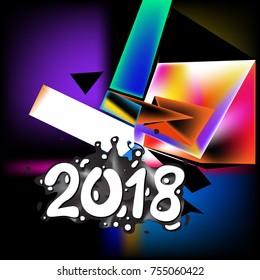 Happy New year 2018 with Geometric Background