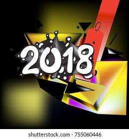 Happy New year 2018 with Geometric Background