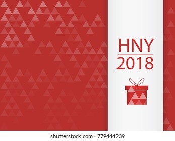 Happy New Year 2018 with
gift box. Vector illustration.