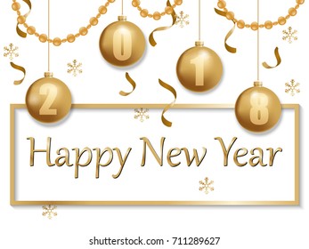 happy new year 2018 gold and black